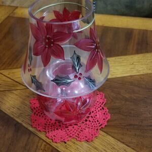 Celebrations poinsettia tealight  ten inch candle burner lamp